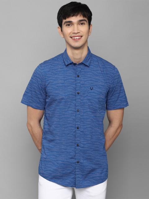 

Allen Solly Sport Men Blue Horizontal Stripes Printed Cotton Casual Shirt