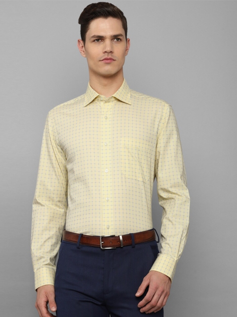 

Louis Philippe Men Yellow Slim Fit Checked Formal Shirt