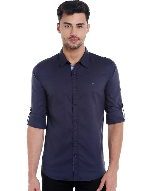 

SPYKAR Men Navy Slim Fit Solid Casual Shirt, Navy blue