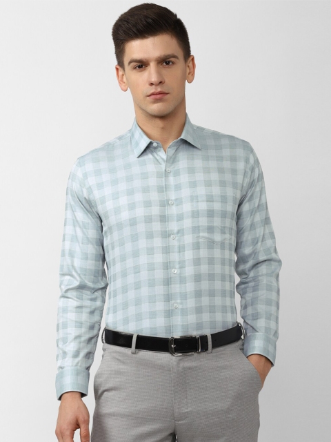 

Van Heusen Men Green Slim Fit Checked Cotton Formal Shirt