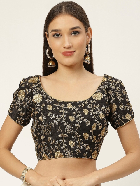 

Studio Shringaar Black Embroidered Saree Blouse