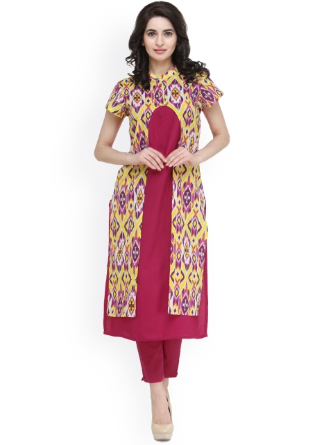 

Indibelle Women Pink Printed Kurta with Trousers