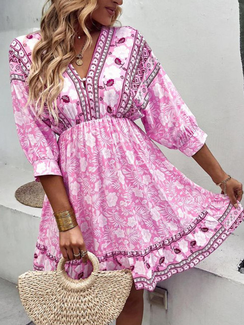 

La Aimee Women Pretty Pink Floral Dress