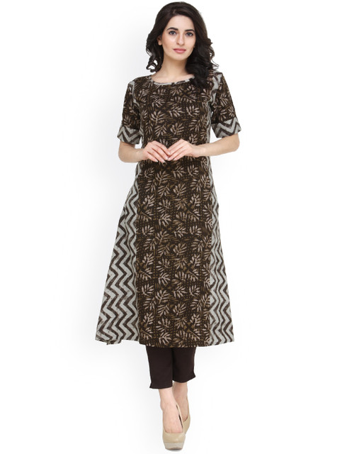 

Indibelle Women Coffee Brown Printed Kurta with Trousers