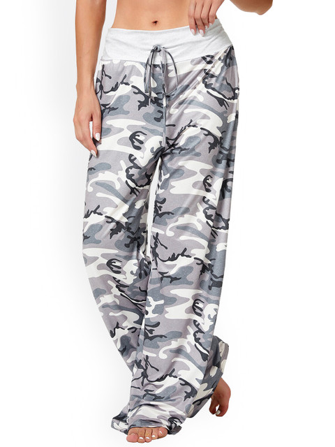 

La Aimee Women Grey Camouflage Printed Loose Fit Trousers