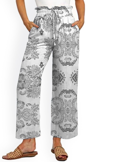 

La Aimee Women Beautiful Grey Ethnic Motifs Trousers
