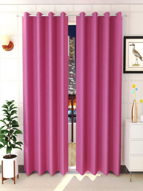 

Homefab India Pink Set of 2 Black Out Long Door Curtain