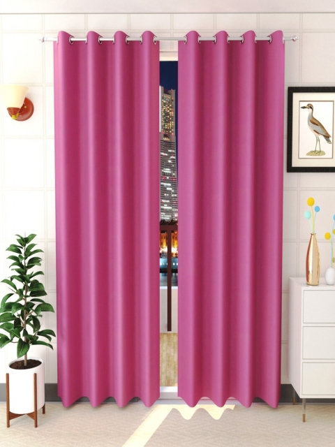 

Homefab India Pink Set of 2 Black Out Door Curtain