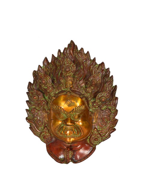 

Exotic India Brown Textured Tibetan Buddhist Deity Mahakala Mask Wall Hanging