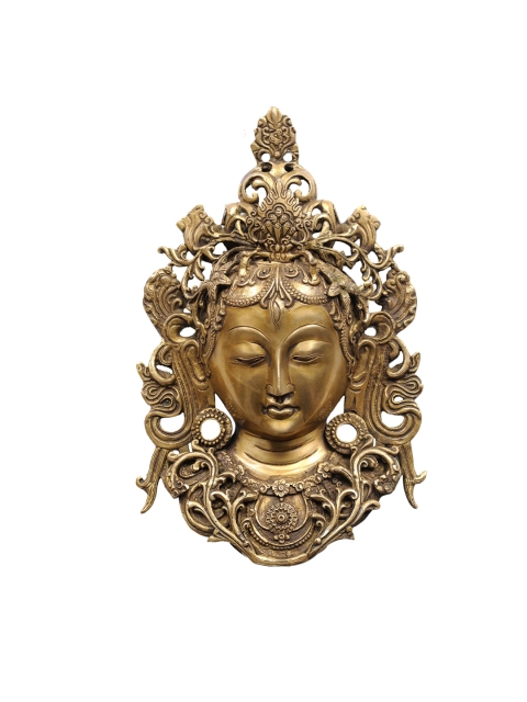 

Exotic India Gold-Toned Textured Meditating Tara Mask Wall Hanging