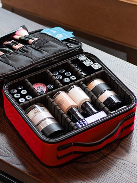 

HOUSE OF QUIRK Women Red Solid Makeup Cosmetic Storage Case
