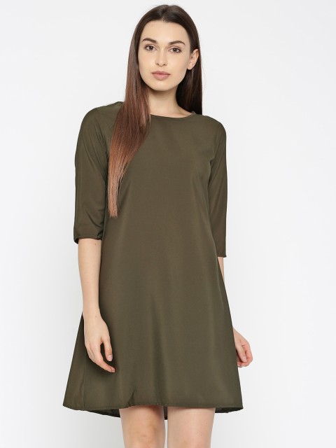 

HERE&NOW Olive Green A-Line Dress