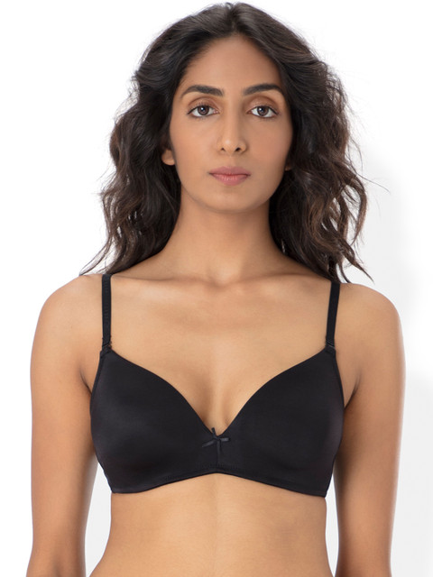 

PrettySecrets Black Solid Non-Wired Lightly Padded T-shirt Bra B0017