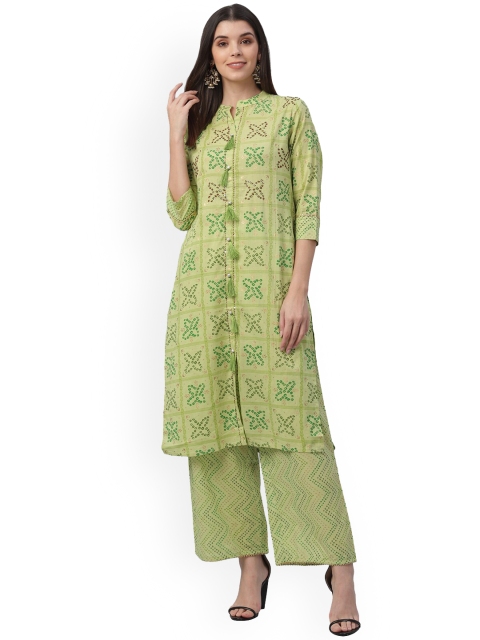 

all about you Women Green Printed Kurta with Palazzos