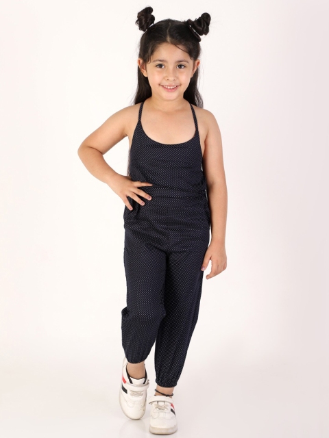 

JBN Creation Girls Navy Blue Halter Neck Printed Cotton Basic Jumpsuit