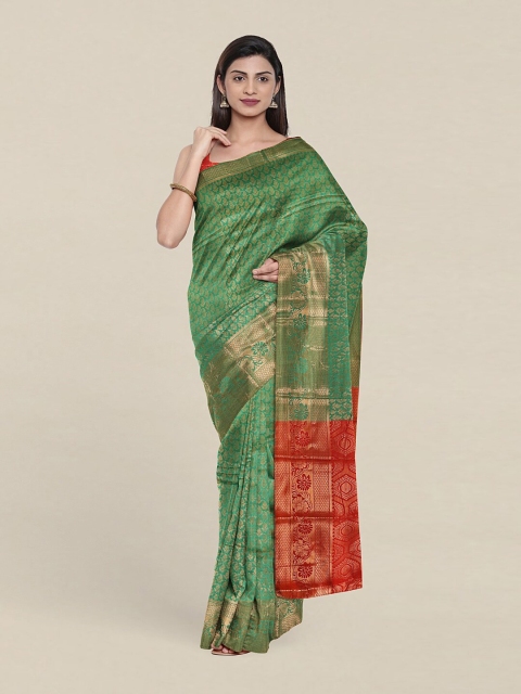 

Pothys Green & Red Woven Design Cotton Blend Zari Saree