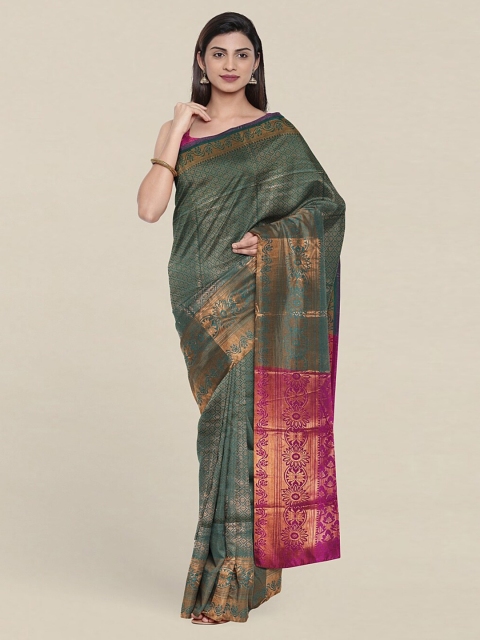 

Pothys Green & Pink Woven Design Zari Saree With Unstitched Blouse Piece