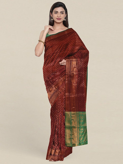 

Pothys Brown & Green Woven Design Zari Saree