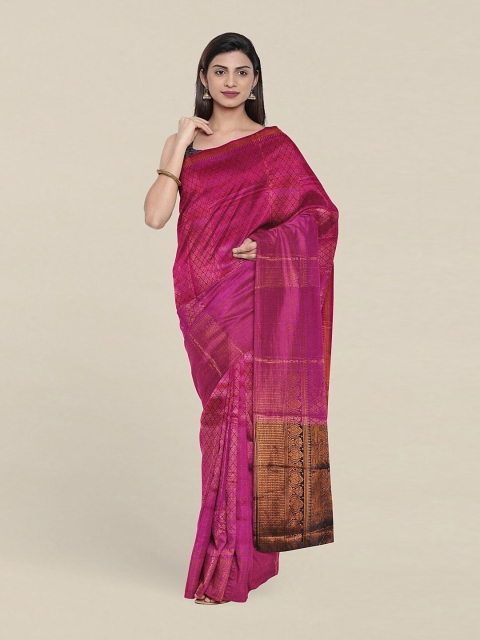 

Pothys Magenta & Brown Woven Design Zari Saree