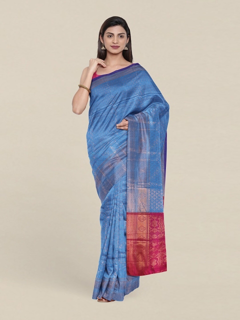 

Pothys Blue & Red Ethnic Motifs Zari Saree
