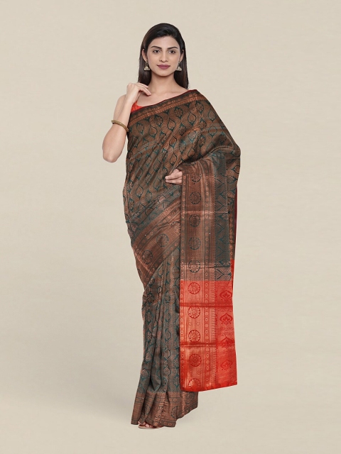 

Pothys Green & Red Woven Design Zari Saree
