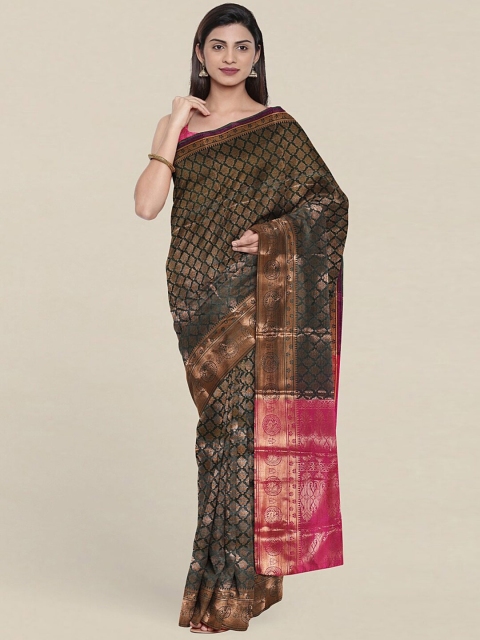 

Pothys Green & Copper-Toned Woven Design Zari Saree