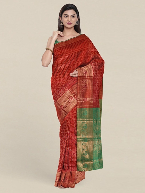 

Pothys Maroon & Green Ethnic Motifs Zari Saree