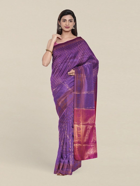 

Pothys Violet & Rose Floral Zari Saree