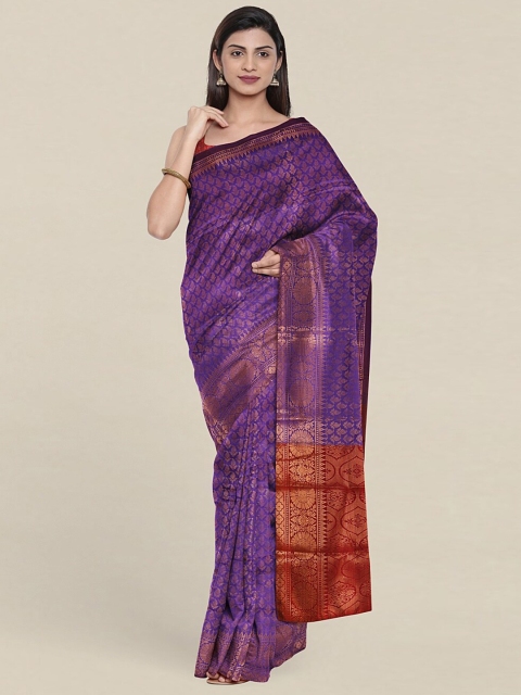 

Pothys Violet & Maroon Floral Zari Saree