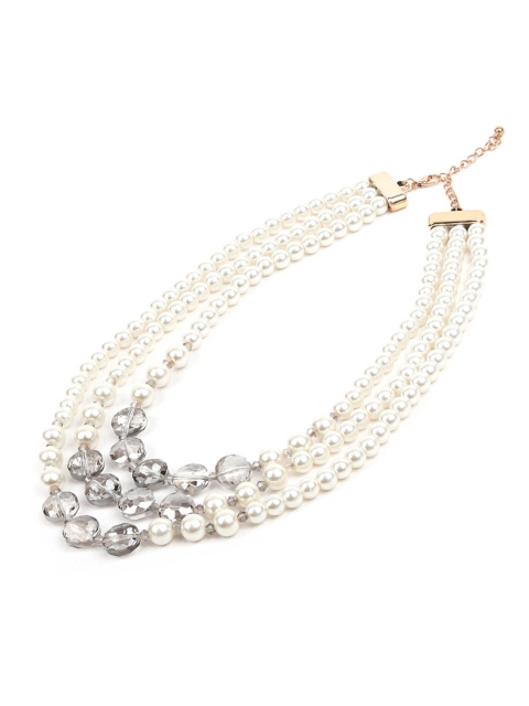 

ODETTE Women Gold-Toned & White Dual Tone Beaded Necklace