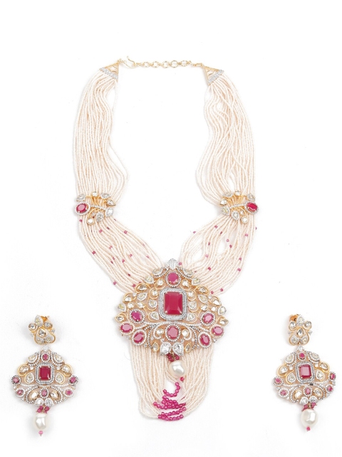

ODETTE Gold-Plated & Pink Pearl-Studded & Beaded Jewellery Set