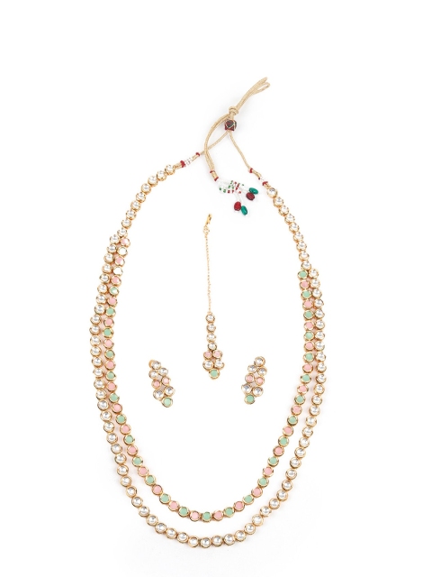 

ODETTE Women Gold-Plated & White Artificial Stones Studded Jewellery Set