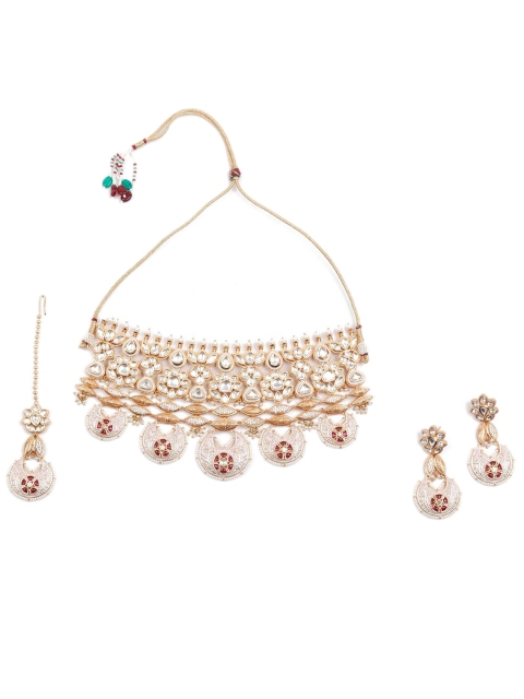 

ODETTE Gold-Plated White Choker Jewellery Set