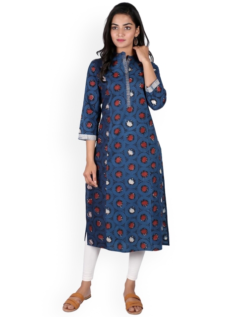 

SUTI Women Blue Floral Printed Kurta