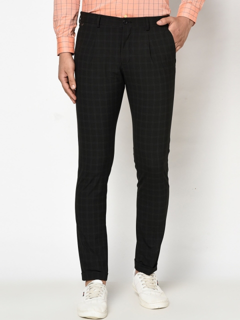 

Blackberrys Men Black Checked Skinny Fit Trousers
