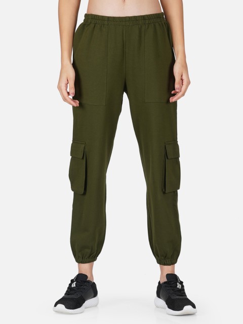 

Tinted Women Olive Green Solid Cotton Joggers