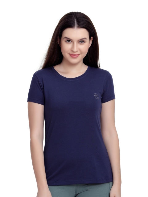 

MAYSIXTY Women Black Slim Fit Sports T-shirt