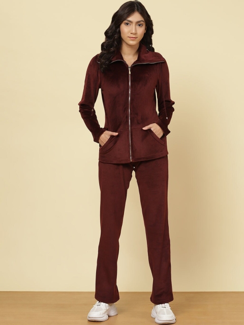 

Lakshita Women Burgundy Solid Tracksuit