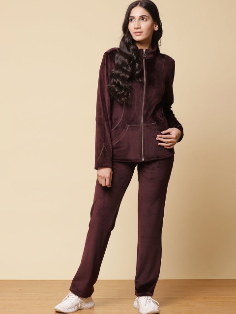 

Lakshita Women Maroon Solid High-Rise Tracksuits