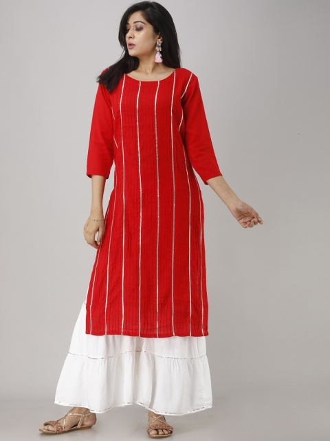 

SINGNI Women Red Striped Kurta