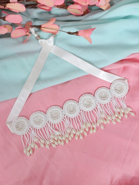 

Crunchy Fashion White Party Wear Beaded Pearl Necklace