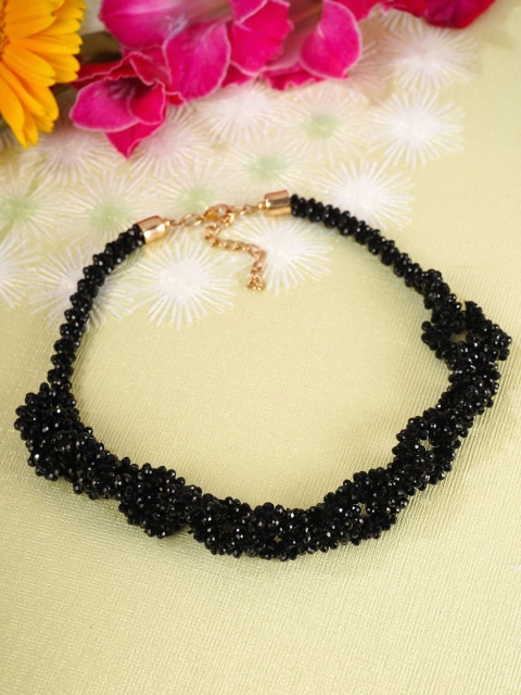 

Crunchy Fashion Black & Gold-Toned Gold-Plated Necklace