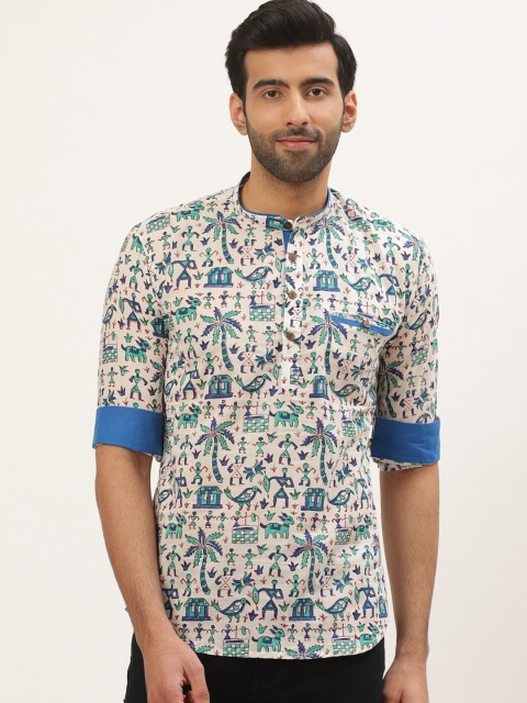 

Tistabene Men Off White Comfort Printed Cotton Casual Shirt