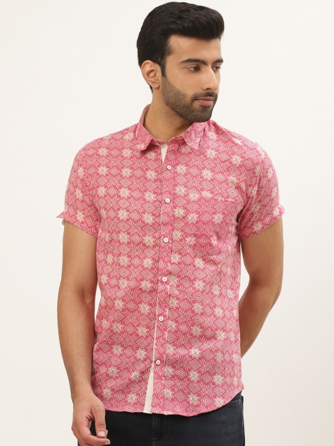 

Tistabene Men Pink Comfort Slim Fit Printed Casual Cotton Shirt
