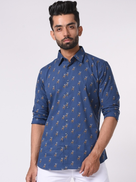 

Tistabene Men Blue Comfort Printed Casual Shirt