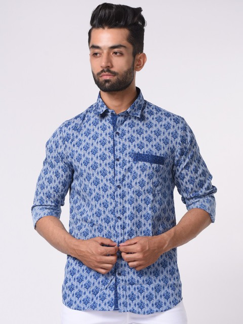

Tistabene Men Blue Comfort Slim Fit Printed Casual Shirt