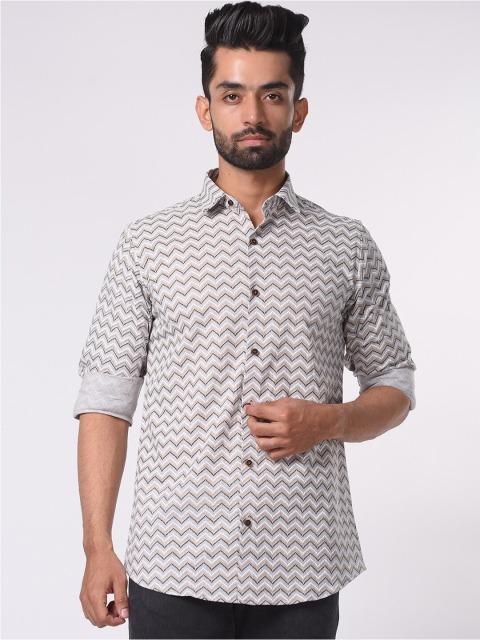 

Tistabene Men Grey Comfort Slim Fit Printed Casual Shirt