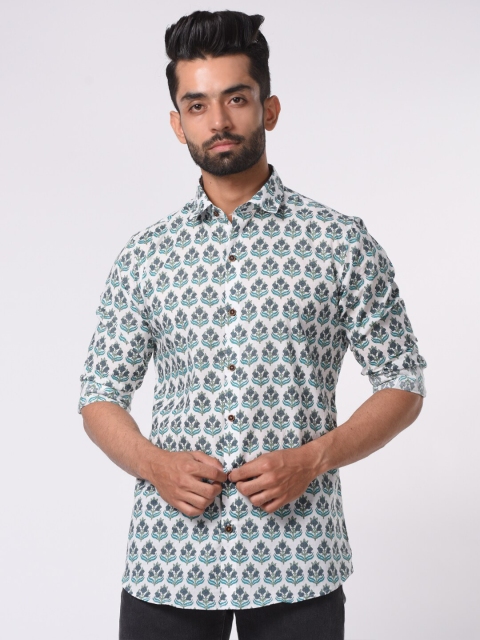 

Tistabene Men Green Comfort Slim Fit Floral Printed Casual Shirt
