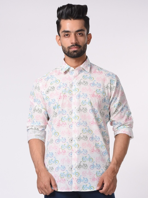 

Tistabene Men Off White Comfort Printed Cotton Casual Shirt