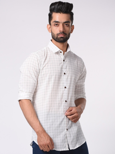 

Tistabene Men White Comfort Slim Fit Checked Casual Shirt